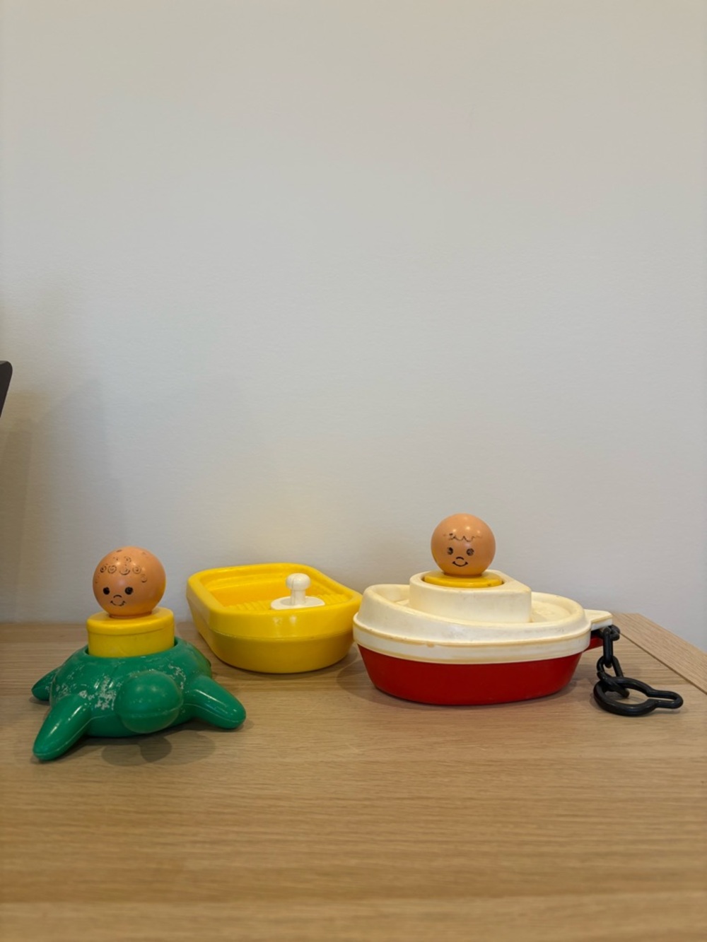 Fisher-Price Little People VINTAGE Bath Toy Lot Boat and Floating Turtle
